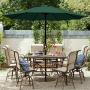Blissun 9 Outdoor Aluminum Patio Umbrella, Striped Patio Umbrella, Market Striped Umbrella with Push Button Tilt and Crank (Dark Green)