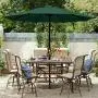 Blissun 9 Outdoor Aluminum Patio Umbrella, Striped Patio Umbrella, Market Striped Umbrella with Push Button Tilt and Crank (Dark Green) Blissun 9 Outdoor Aluminum Patio Umbrella, Striped Patio Umbrella, Market Striped Umbrella with Push Button Tilt and Crank (Dark Green)