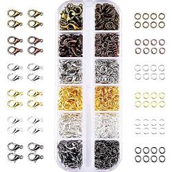 Mudder 6 Colors Lobster Claw Clasps and 6 Colors Open Jump Rings for Jewelry Making (12 mm, 5 mm)