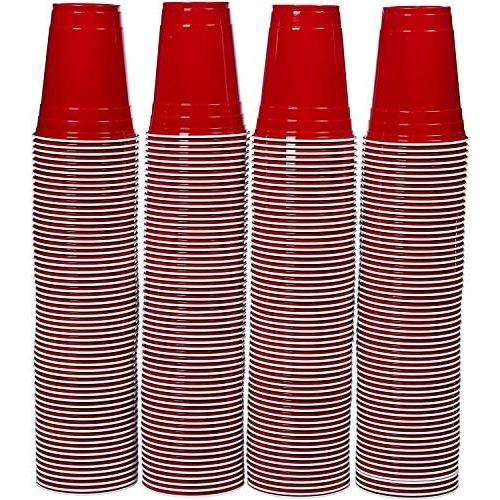 Amazon Basics 16-Ounce Disposable Plastic Cups, Red - Pack of 240