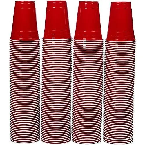 Amazon Basics 16-Ounce Disposable Plastic Cups, Red - Pack of 240 Amazon Basics 16-Ounce Disposable Plastic Cups, Red - Pack of 240