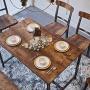 Rolanstar Rustic Dining Table for 4 People, Kitchen Table with Metal Frame, Industrial Style, for Living Room, Dining Room