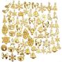 Christmas Charms Pendants,100 Gram(60-70 pieces) Alloy Pendants Mixed Styles for Crafting Jewelry Making Accessory DIY Necklace,Gold