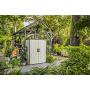 Keter Premier Tall Resin Outdoor Storage Shed with Shelving Brackets for Patio Furniture, Pool Accessories, and Bikes, Grey & Black