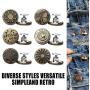 Jean Buttons Replacement No Sew Needed, 6 pcs Perfect Fit Instant Button to Extend or Reduce 1'' to Denim Pants Corduroy Skirt Skinny Jeans Jeggings, Easy Clip Snap Tack Metal Button in 6 Designs