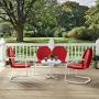 Crosley Furniture Griffith 4-Piece Metal Outdoor Conversation Set with Table, Loveseat, and 2 Chairs - Red