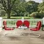 Crosley Furniture Griffith 4-Piece Metal Outdoor Conversation Set with Table, Loveseat, and 2 Chairs - Red Crosley Furniture Griffith 4-Piece Metal Outdoor Conversation Set with Table, Loveseat, and 2 Chairs - Red