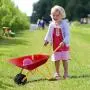 Costzon Kids Metal Wheelbarrow, Yard Rover Steel Tray, Metal Construction Toys Kart, Tote Dirt/Leaves/Tools in Garden for Toddlers, Red