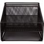 Office Desk Organizer Metal Mesh with 3 Paper Trays and 2 Vertical Upright Sections, Desktop File Holder for Letter Size A4, Folders, Stationary, and Desk Accessories