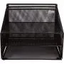 Office Desk Organizer Metal Mesh with 3 Paper Trays and 2 Vertical Upright Sections, Desktop File Holder for Letter Size A4, Folders, Stationary, and Desk Accessories