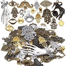 Assorted Human Body Parts Charms, 100g(About 40-60 Pieces) Hand Eye Footprint Moustache Tooth Lip Smile Face Pendants Craft Supplies Jewelry Findings for DIY Necklace Bracelet