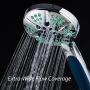 Hotel Spa Notilus Antimicrobial High Pressure Luxury Hand Shower - 6 Settings, Antimicrobial Anti-Clog Nozzles and Grip, Metal Fittings, Stainless Steel Hose / All-Chrome Finish / Top American Brand