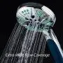Hotel Spa Notilus Antimicrobial High Pressure Luxury Hand Shower - 6 Settings, Antimicrobial Anti-Clog Nozzles and Grip, Metal Fittings, Stainless Steel Hose / All-Chrome Finish / Top American Brand
