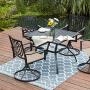 Patio Dining Table Outdoor Metal Steel Frame Square Table with Umbrella Hole, Dining Table for 4 Patio Dining Table Outdoor Metal Steel Frame Square Table with Umbrella Hole, Dining Table for 4