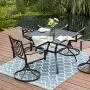 Patio Dining Table Outdoor Metal Steel Frame Square Table with Umbrella Hole, Dining Table for 4 Patio Dining Table Outdoor Metal Steel Frame Square Table with Umbrella Hole, Dining Table for 4