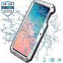 Galaxy S10e Case Amever Aluminum Metal Bumper Frame Case Silicone Water Resistant Shockproof Tempered Glass Screen Protector Outdoor Sports Protective Case for Samsung Galaxy S10e (2019) - Silver