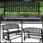 Outdoor Glider Garden Bench, 50'' Patio Double Outdoor Swing Rocking Glider w/Durable Metal Cast Iron Porch Glider Seat & Armrests Steel Frame, Garden Glider for Porch, Garden, Sunroom, Backyard, Deck