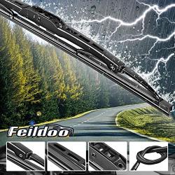 Windshield Metal Frame Wiper Blades 26'' + 20'' Car Front Window U J Hook Bracketless Beam Wiper Blade（set of 2)