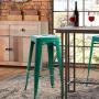 Furmax 30 Inches Metal Bar Stools High Backless Stools Indoor Outdoor Stackable Kitchen Stools Set of 4 (Green)