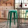 Furmax 30 Inches Metal Bar Stools High Backless Stools Indoor Outdoor Stackable Kitchen Stools Set of 4 (Green)