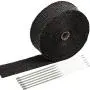 SunplusTrade 2'' x 50 Black Exhaust Heat Wrap Roll for Motorcycle Fiberglass Heat Shield Tape with Stainless Ties