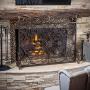 Christopher Knight Home Wilmington Fireplace Screen, Gold Flower On Black
