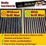 Grill mat Set of 3 - Non Stick BBQ Grill Sheets Reusable - Grill Pads Nonstick - Baking Grilling Mats Compatible with Charcoal Gas Weber Charbroil Traeger Grills - Outdoor Barbecue Accessories Black