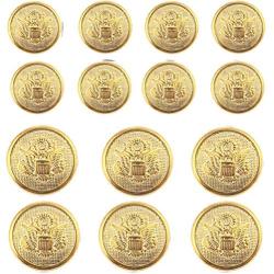 14 Pieces Metal Blazer Button Set - Eagle Badge - for Blazer, Suits, Sport Coat, Uniform, Jacket (Gold 15mm 20mm