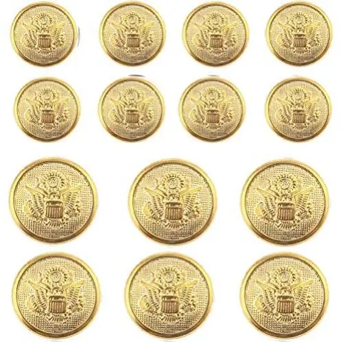14 Pieces Metal Blazer Button Set - Eagle Badge - for Blazer, Suits, Sport Coat, Uniform, Jacket (Gold 15mm 20mm 14 Pieces Metal Blazer Button Set - Eagle Badge - for Blazer, Suits, Sport Coat, Uniform, Jacket (Gold 15mm 20mm