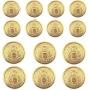 14 Pieces Metal Blazer Button Set - Eagle Badge - for Blazer, Suits, Sport Coat, Uniform, Jacket (Gold 15mm 20mm