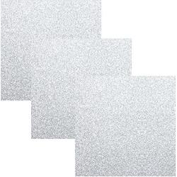 Siser EasyPSV Glitter Permanent Self Adhesive Craft Vinyl 12'' x 12'' Sheets 3 Pack (Diamond Silver)