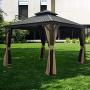 Kozyard Alexander Hardtop Aluminum Permanent Gazebo with a Mosquito Net and Privacy Sidewalls (Alexander 12x12)