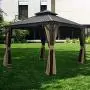 Kozyard Alexander Hardtop Aluminum Permanent Gazebo with a Mosquito Net and Privacy Sidewalls (Alexander 12x12)