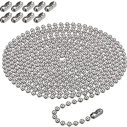 Shappy Beaded Pull Chain Extension with Connector, 10 Feet Beaded Roller Chain with 10 Matching Connectors (4.5 mm, Silver) Shappy Beaded Pull Chain Extension with Connector, 10 Feet Beaded Roller Chain with 10 Matching Connectors (4.5 mm, Silver)