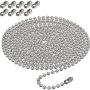 Shappy Beaded Pull Chain Extension with Connector, 10 Feet Beaded Roller Chain with 10 Matching Connectors (4.5 mm, Silver)