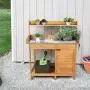 YAHEETECH Outdoor Garden Potting Bench Table Work Bench Metal Tabletop W/Cabinet Drawer Open Shelf Natural Wood