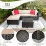Tuoze 5 Pieces Patio Furniture Sectional Set Outdoor PE Rattan Wicker Lawn Conversation Sets Cushioned Garden Sofa Set with Glass Coffee Table (Beige) Tuoze 5 Pieces Patio Furniture Sectional Set Outdoor PE Rattan Wicker Lawn Conversation Sets Cushioned Garden Sofa Set with Glass Coffee Table (Beige)