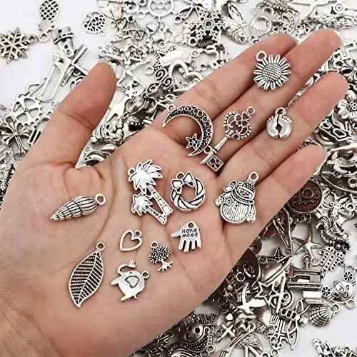 300 Pieces Smooth Tibetan Silver Metal Charms Pendants for DIY Craft Jewelry Making Bracelet Necklace Pendant Earring Accessories 300 Pieces Smooth Tibetan Silver Metal Charms Pendants for DIY Craft Jewelry Making Bracelet Necklace Pendant Earring Accessories