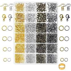 Paxcoo 3200Pcs Jewelry Necklace Repair Kit with Jump Rings, Clasps and Earring Hooks for Jewelry Making Supplies, Earring Making Findings and Necklace Bracelets Repair