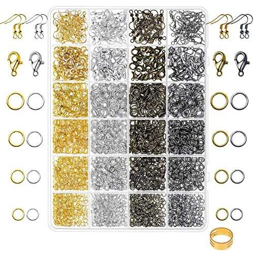 Paxcoo 3200Pcs Jewelry Necklace Repair Kit with Jump Rings, Clasps and Earring Hooks for Jewelry Making Supplies, Earring Making Findings and Necklace Bracelets Repair