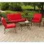 Mainstays Stanton Cushioned 4-Piece Patio Conversation Set, Seats 4 (Red) Mainstays Stanton Cushioned 4-Piece Patio Conversation Set, Seats 4 (Red)
