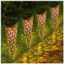 LITAKE Solar Garden Pathway Lights Outdoor,Decorative Solar Garden Lights, Waterproof Metal Solar Stake Lights for Walkway Patio Yard,4 Packs