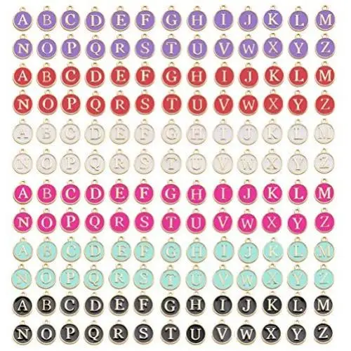 156 Pcs Mixed Letter Beads Enamel Metal Letter Charms Double Sided Initial Pendant A-Z Alphabet Charm for Necklace Bracelet Jewelry Making (M531-156pcs) 156 Pcs Mixed Letter Beads Enamel Metal Letter Charms Double Sided Initial Pendant A-Z Alphabet Charm for Necklace Bracelet Jewelry Making (M531-156pcs)