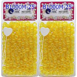 Tara Metallic Color 12 MM Plastic Beads For Braid Hair 240 Pieces In One Pack (Pack of 2, GLITTER YELLOW)