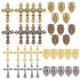 SUNNYCLUE 40PCS 4 Color Tibetan Style Rosary Cross and Center Miraculous Medal with Alloy Cross Pendants and Oval Chandelier Links for Rosary Beads Necklace Making