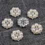 FEIYI 24 Pieces 26 mm Flatback Pearl Rhinestone DIY Embellishments for Wedding Decoration, Flower Center, Gift Card Decor (Silver)