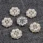 FEIYI 24 Pieces 26 mm Flatback Pearl Rhinestone DIY Embellishments for Wedding Decoration, Flower Center, Gift Card Decor (Silver)