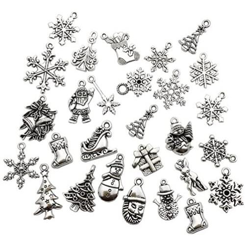 Youdiyla 75 pcs Craft Supplies Mixed Christmas Snowflake Snowman Charms Pendants for Jewellery Making Accessory for DIY Necklace Bracelet (HM41)