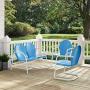 Crosley Furniture Griffith 3-Piece Metal Outdoor Conversation Set with Loveseat and 2 Chairs - Sky Blue