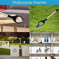 Reacher Grabber Tool, 32'' Foldable Grabber Reacher for Elderly, Lightweight Extra Long Handy Trash Claw Grabber, Reaching Assist Tool for Trash Pick Up, Nabber, Litter Picker, Arm Extension (Blue)